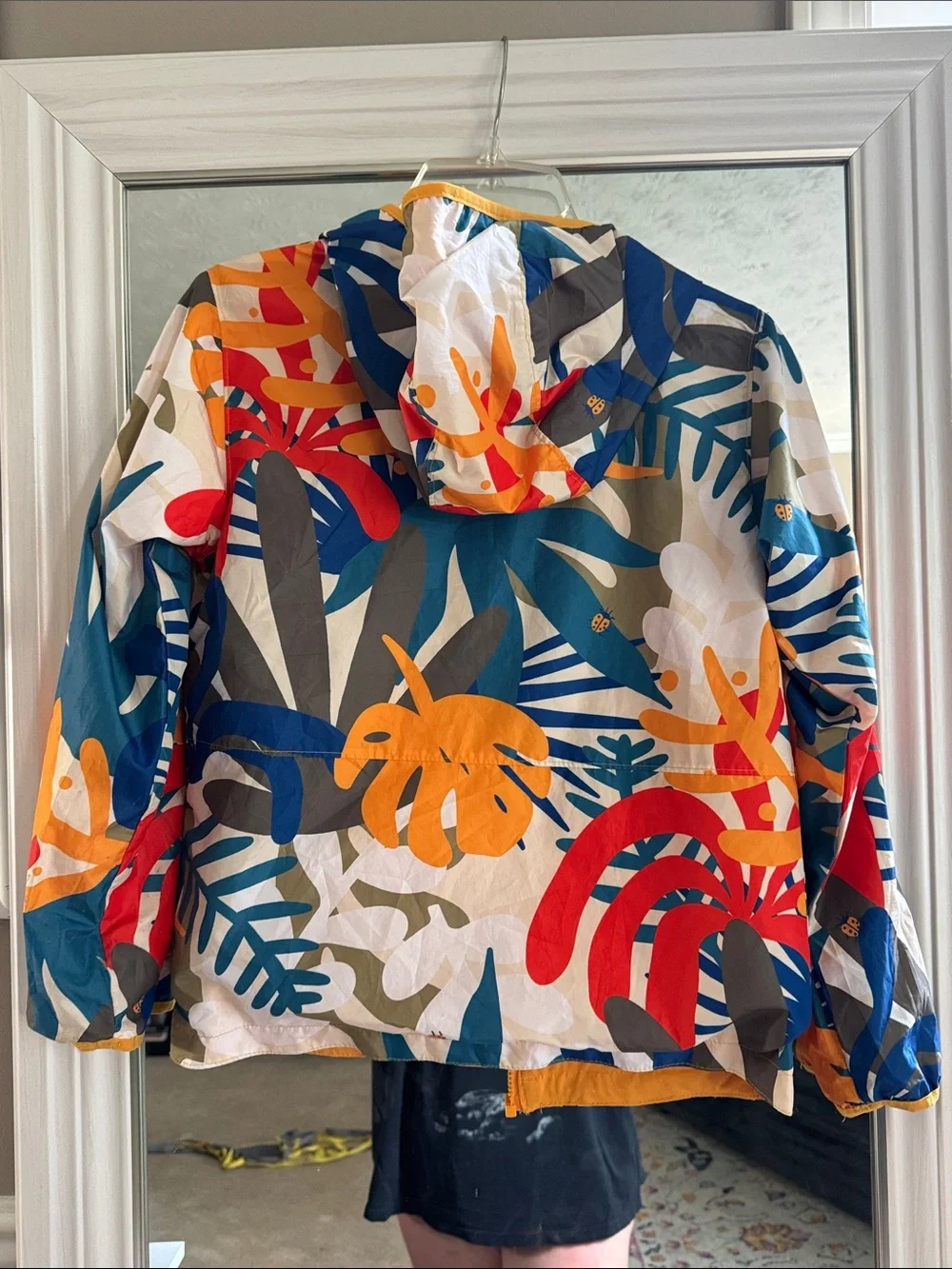 Columbia Multicolor Tropical-Leaf Windbreaker with Orange Reversible Side
